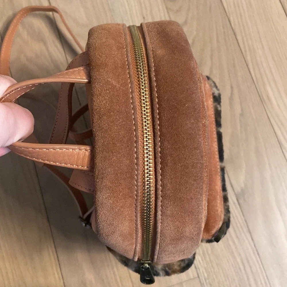 UGG Leopard Faux Fur Mini Backpack in Chestnut/Tan